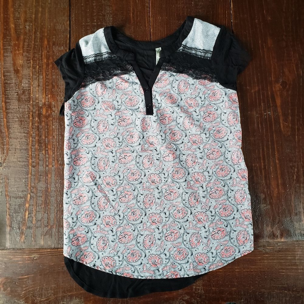 PerSeption Concept, Blouse with Lace, L, Black/multi